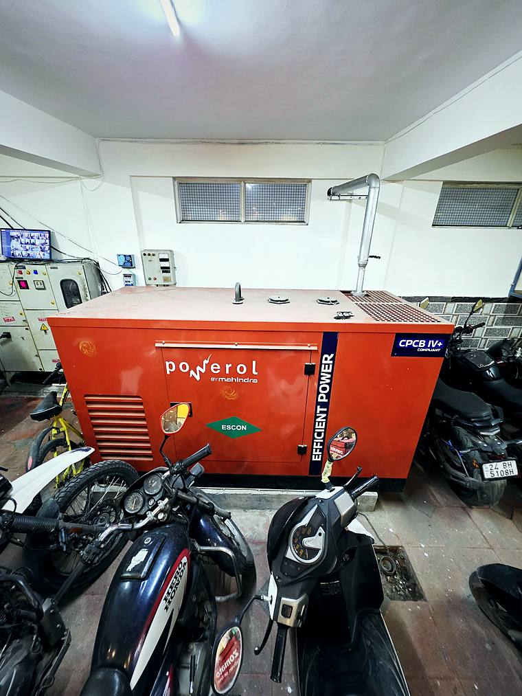 Closed ground-floor bike parking & power backup — Vaikuntum Elite Gents Stay